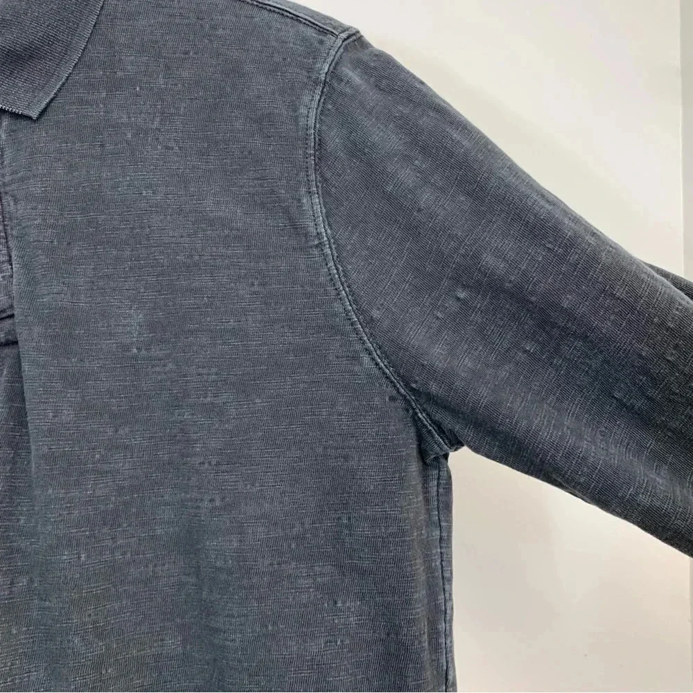 American Eagle‎ Long Sleeve Polo Men Medium Tall Gray Texture Collar 100% Cotton